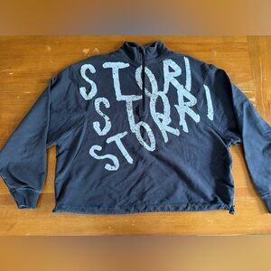 Faded Black STORI Graphic Quarter-Zip Pullover Sweatshirt. Small